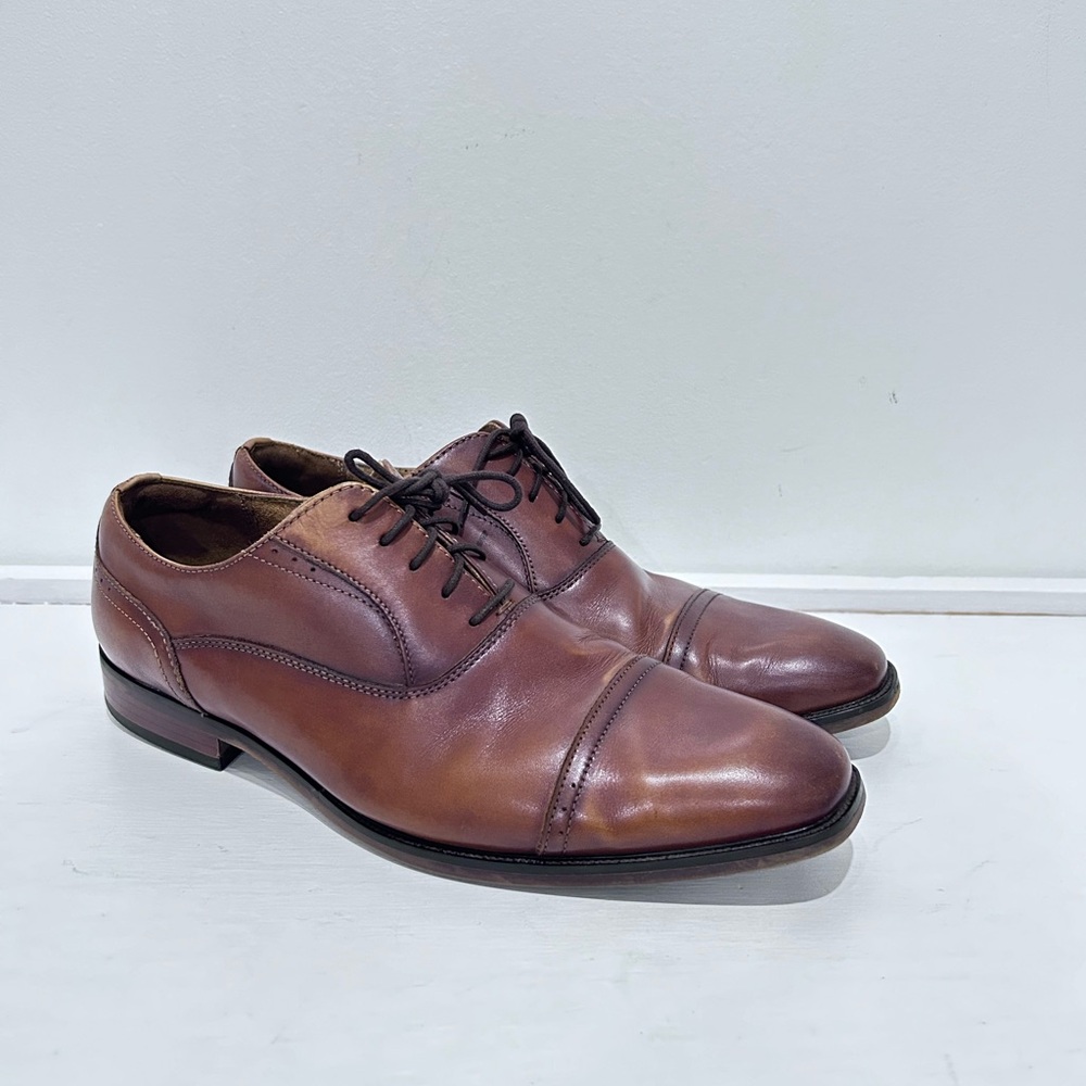 FLORSHEIM Men’s Cognac Sorrento Cap Toe Oxford Dress Shoes Size 9.5 - Picture 3 of 14